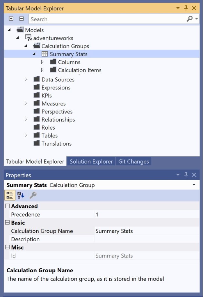 calculation group: summary stats