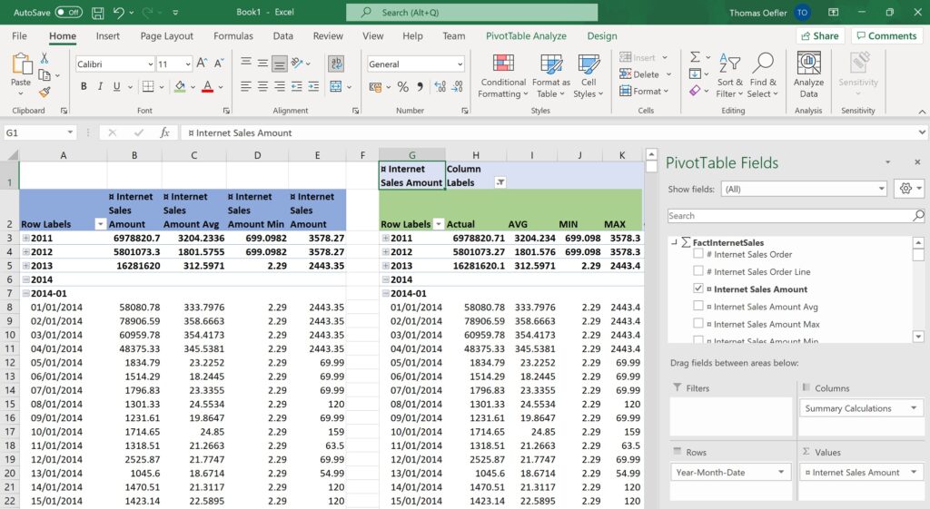 Excel Example Calculation Groups